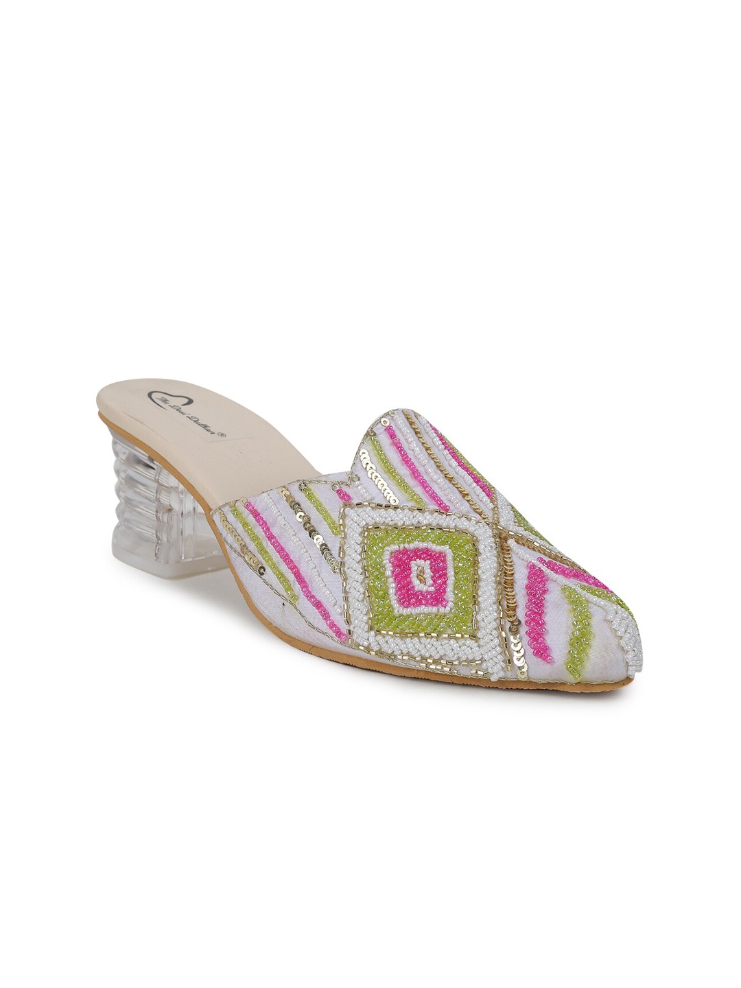 

The Desi Dulhan Embellished Ethnic Wedge Mules, White