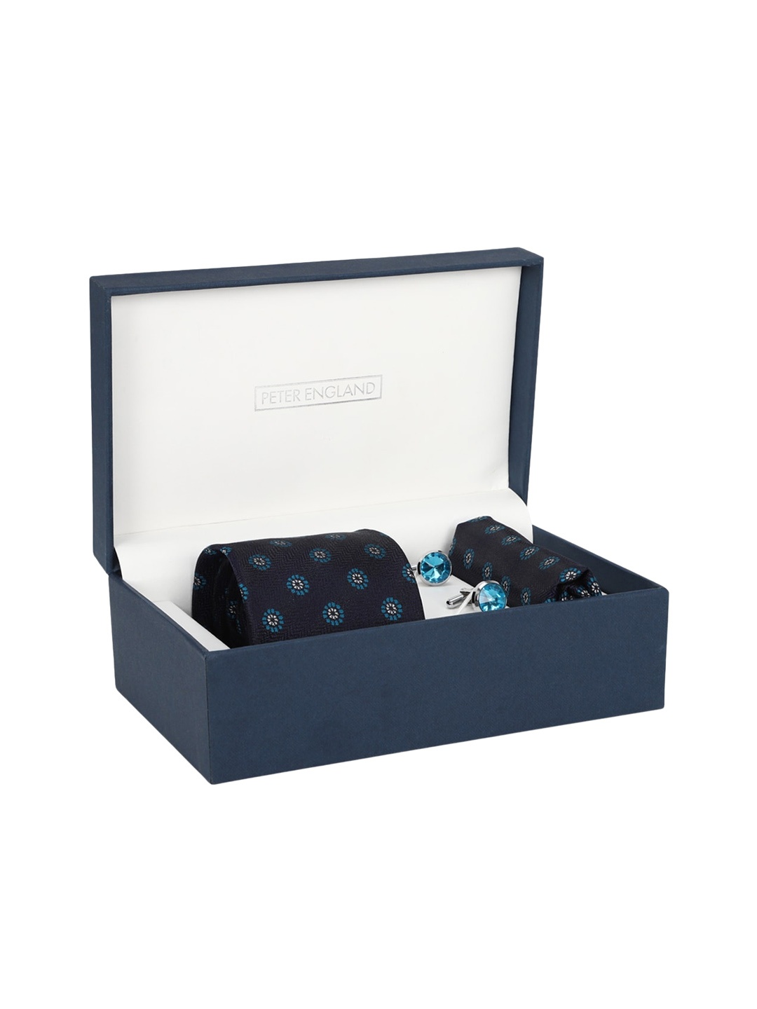 

Peter England Men Printed Accessory Gift Set, Navy blue