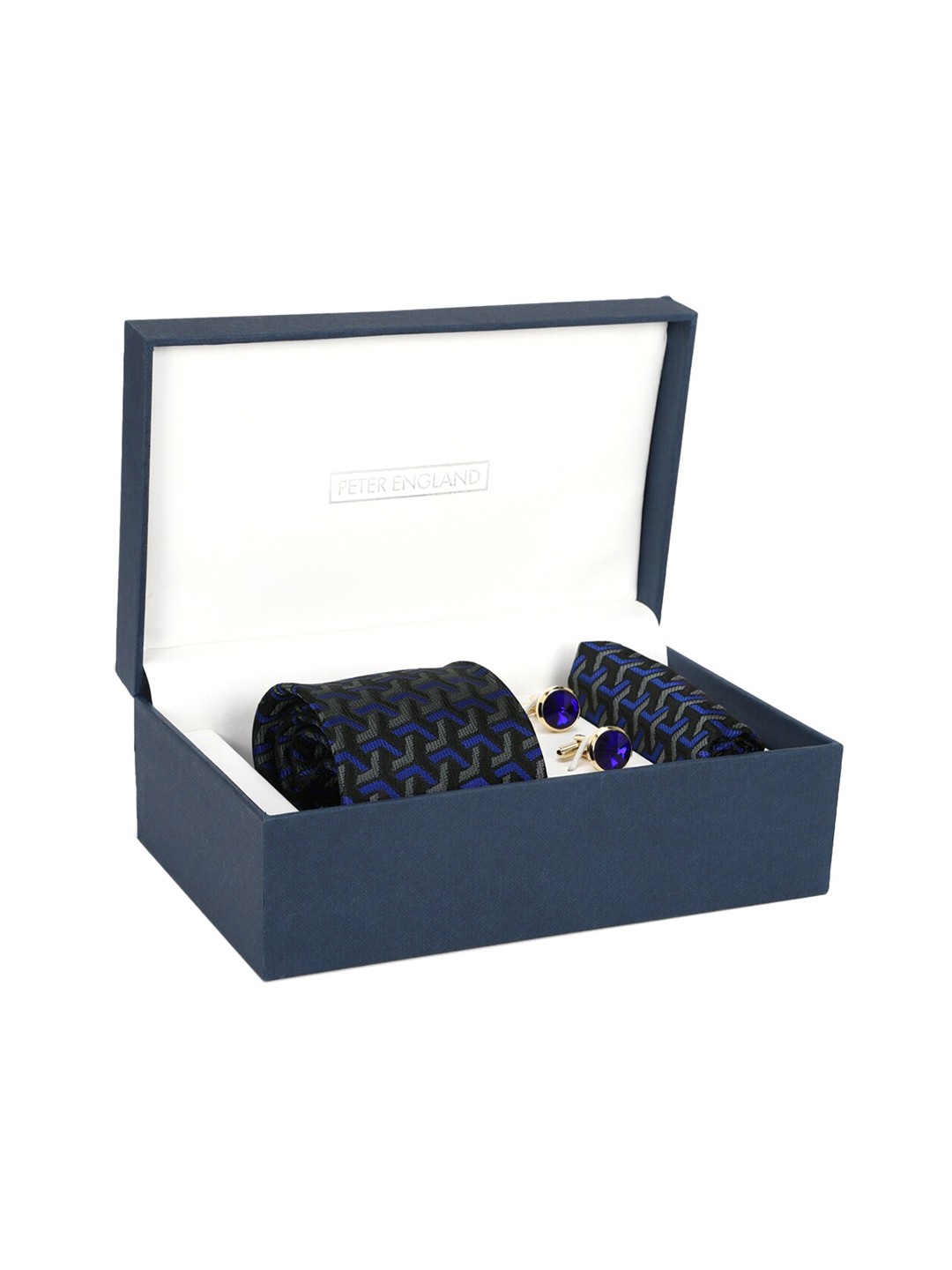 

Peter England Men Printed Accessory Gift Set, Navy blue