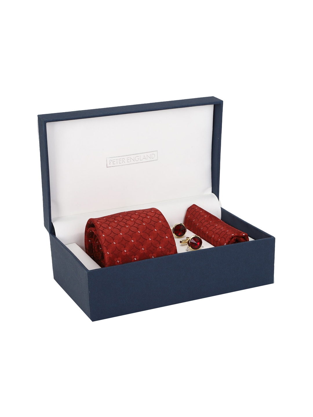 

Peter England Men Printed Accessory Gift Set, Maroon