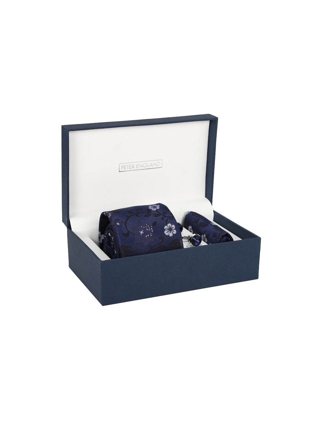 

Peter England Men Printed Accessory Gift Set, Navy blue