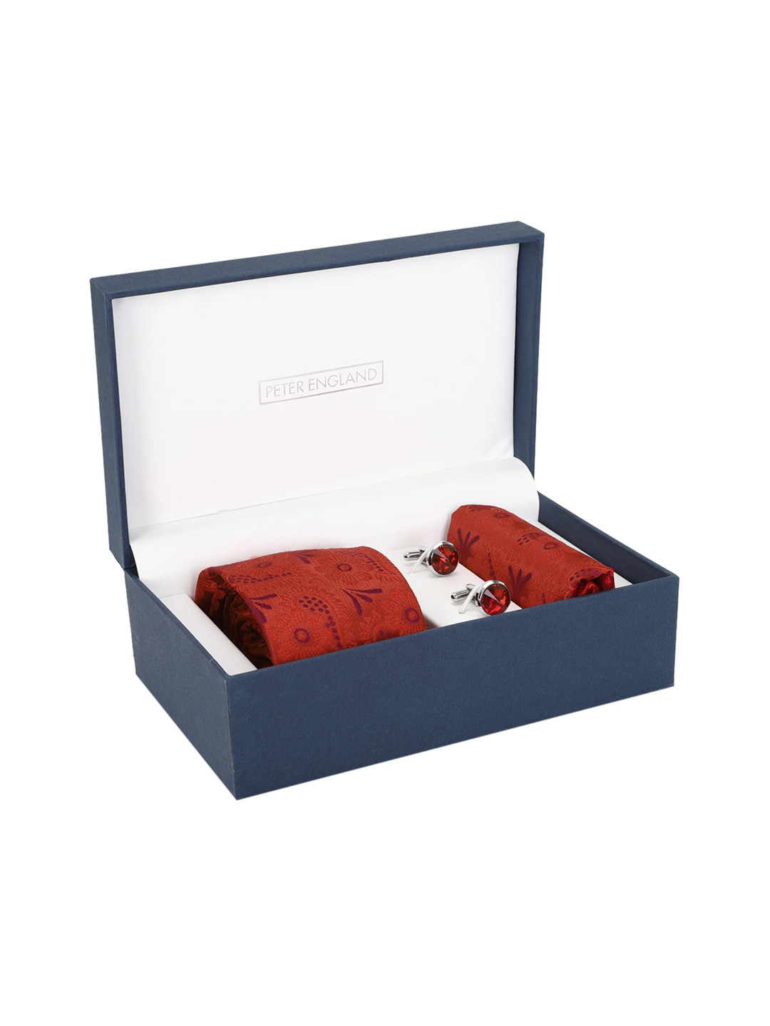 

Peter England Men Printed Accessory Gift Set, Maroon