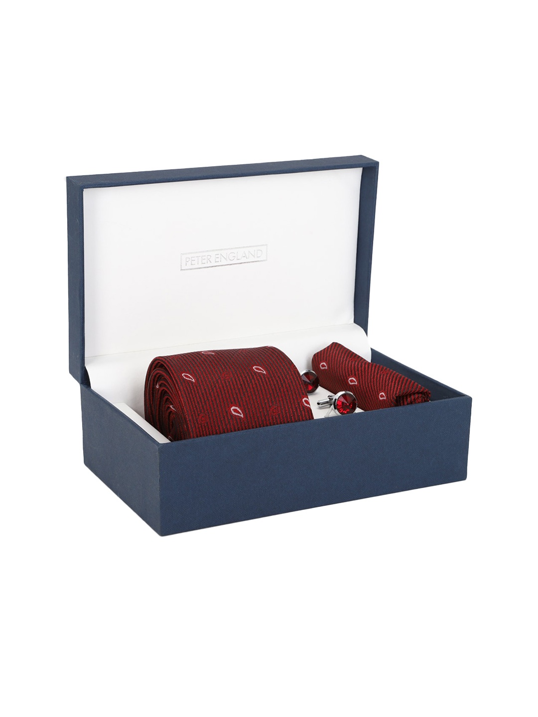 

Peter England Men Printed Accessory Gift Set, Maroon