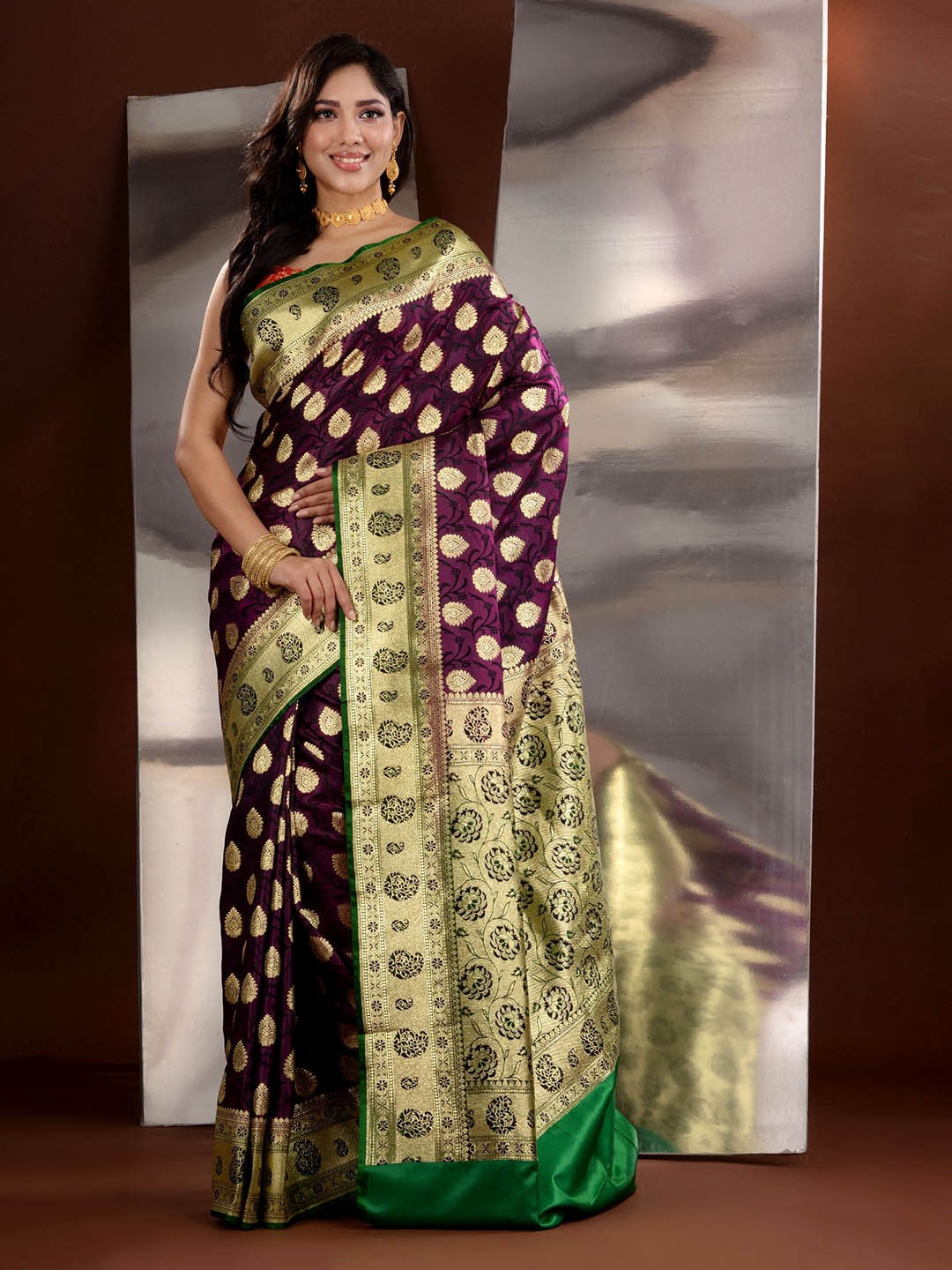 

Charukriti Ethnic Motifs Zari Banarasi Saree, Purple