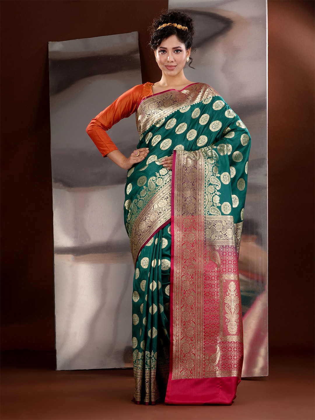 

Charukriti Woven Design Zari Banarasi Saree, Teal
