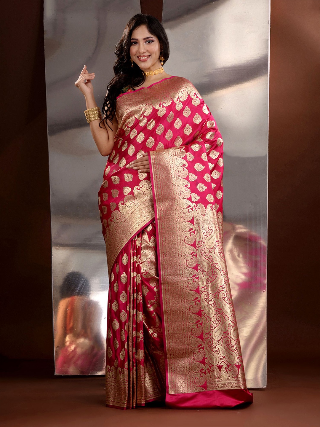 

Charukriti Woven Design Zari Banarasi Saree, Pink