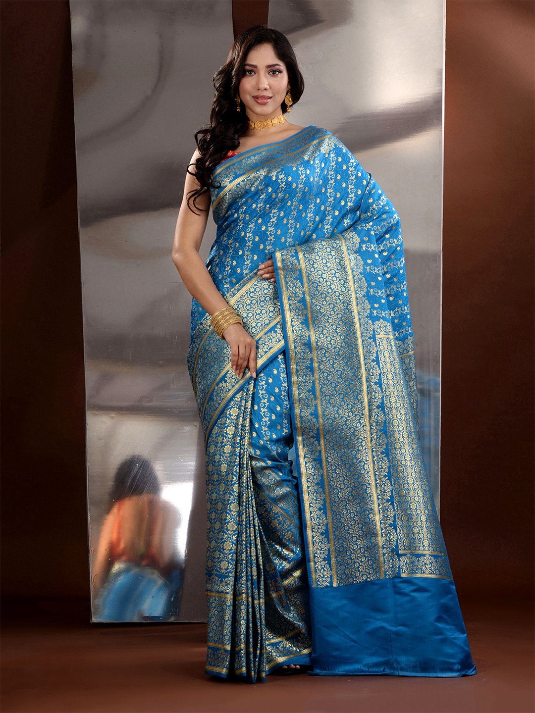 

Charukriti Woven Design Zari Banarasi Saree, Blue