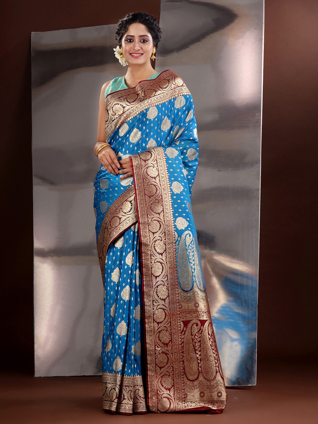 

Charukriti Woven Design Zari Banarasi Saree, Blue