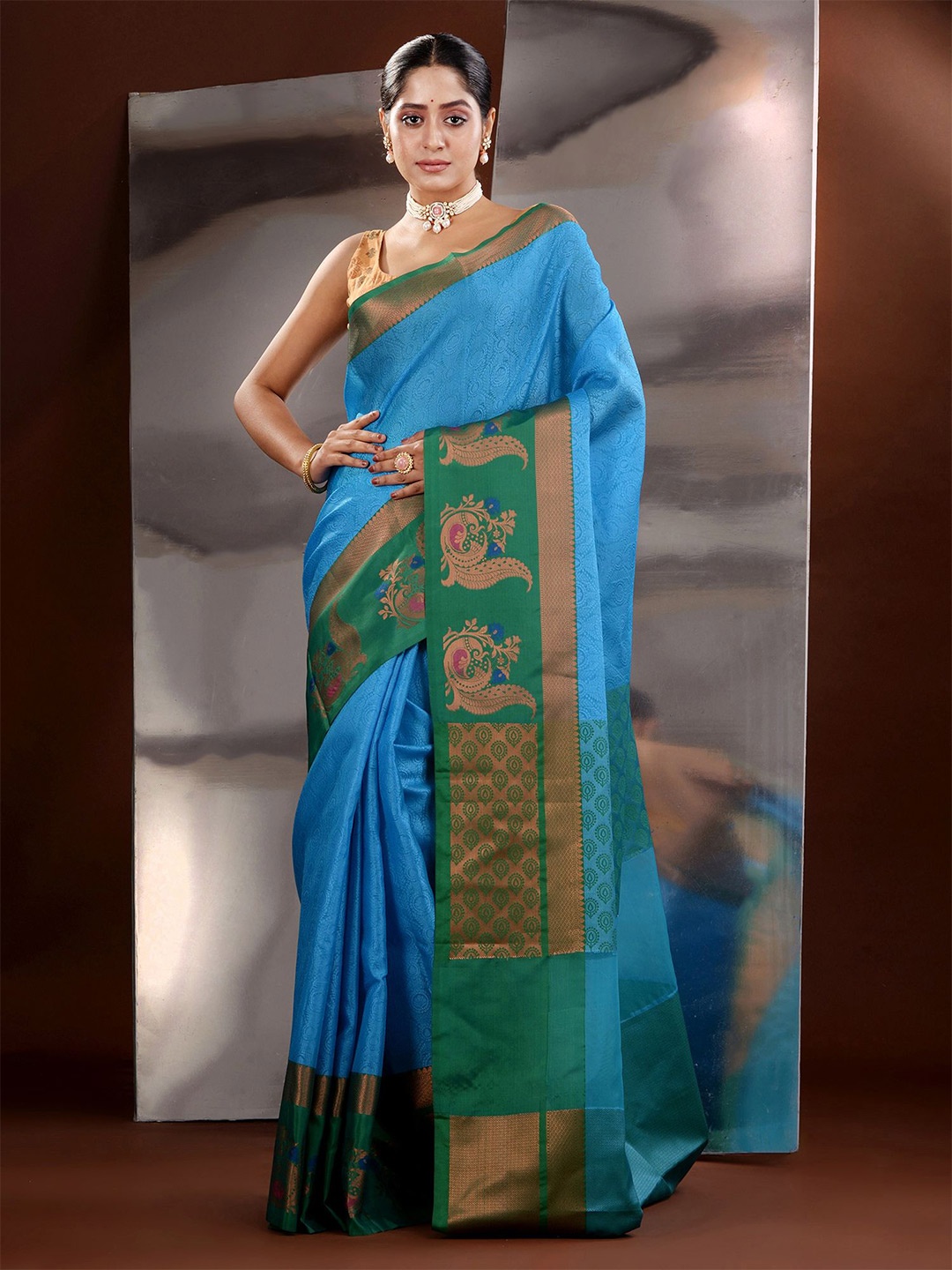 

Charukriti Woven Design Zari Saree, Blue