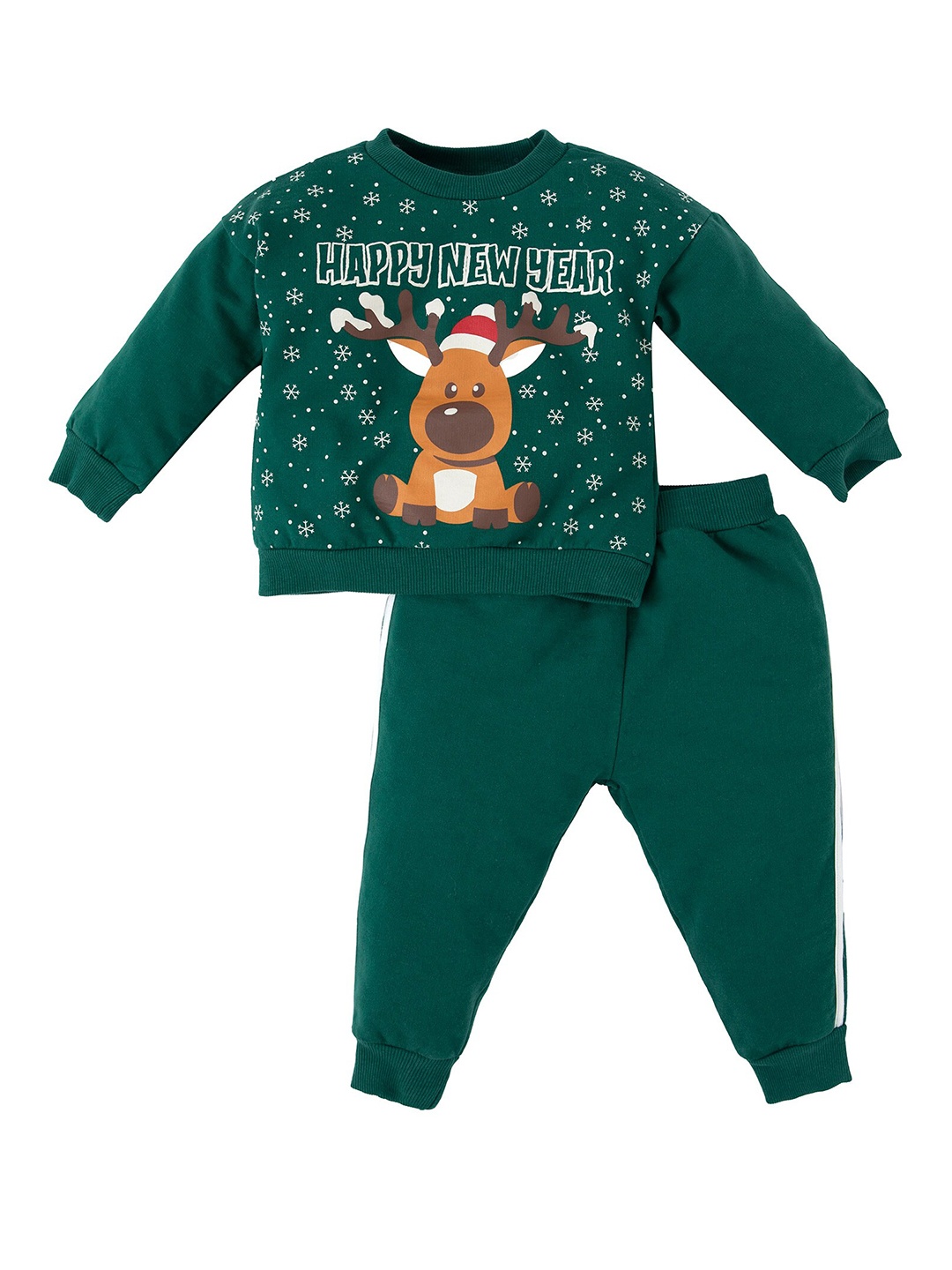 

DeFacto Boys Printed Pure Cotton Sweatshirt With Joggers, Green