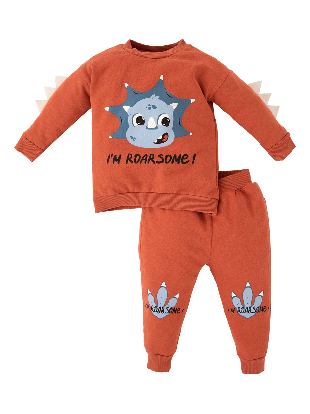 

DeFacto Boys Printed Pure Cotton T-shirt With Joggers, Orange