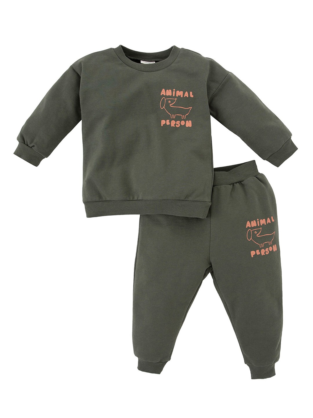 

DeFacto Infant Boys Printed Pure Cotton T-shirt with Trousers, Olive