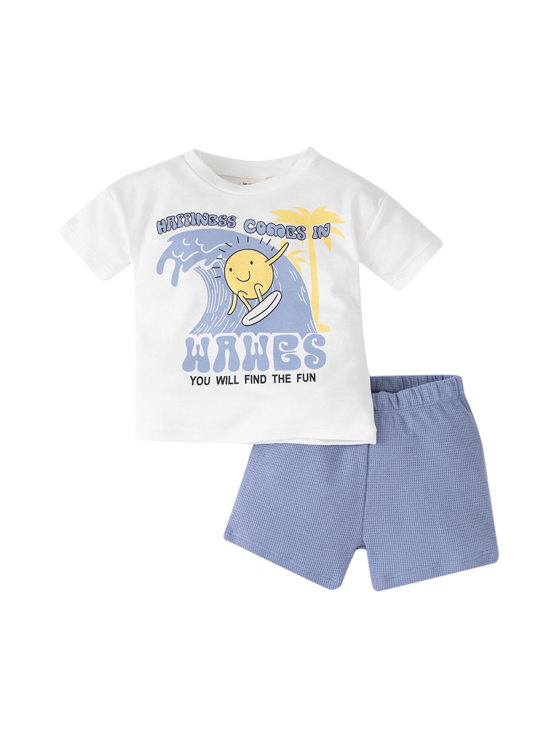 

DeFacto Boys Printed Pure Cotton T-shirt With Shorts, White