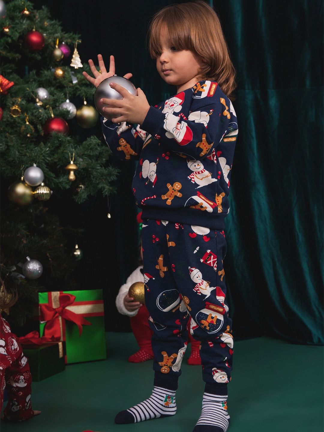 

DeFacto Boys Printed Pure Cotton Sweatshirt With Joggers, Navy blue