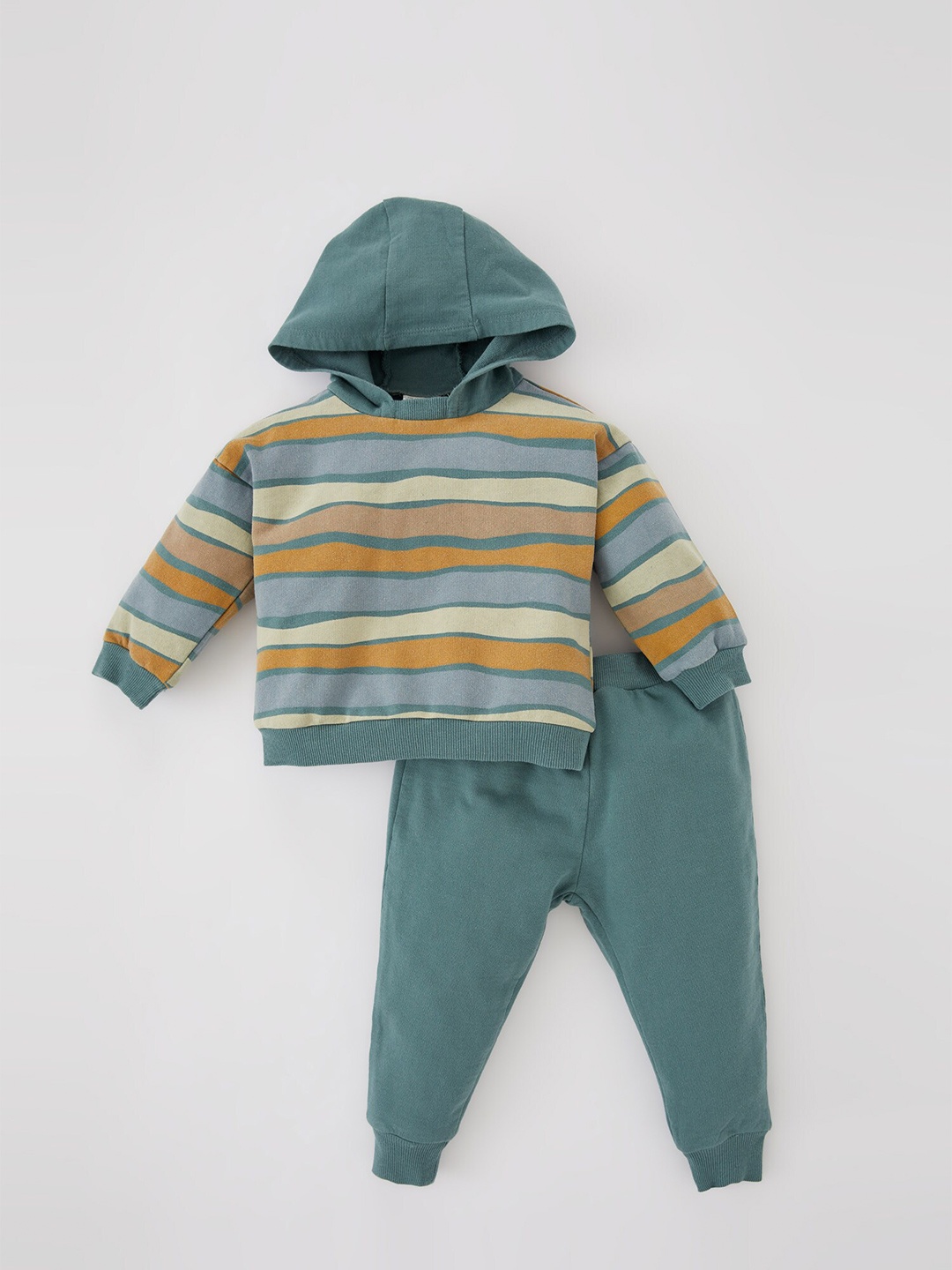 

DeFacto Infants Boys Striped Sweatshirt with Jogger, Green