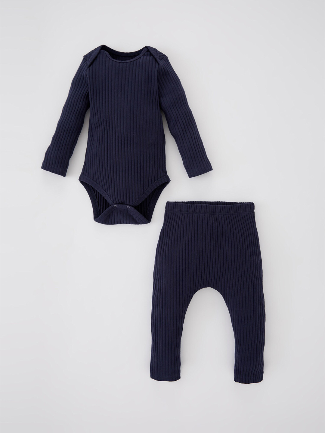

DeFacto Inafnt Boys Self Design Bodysuit with Trousers, Navy blue