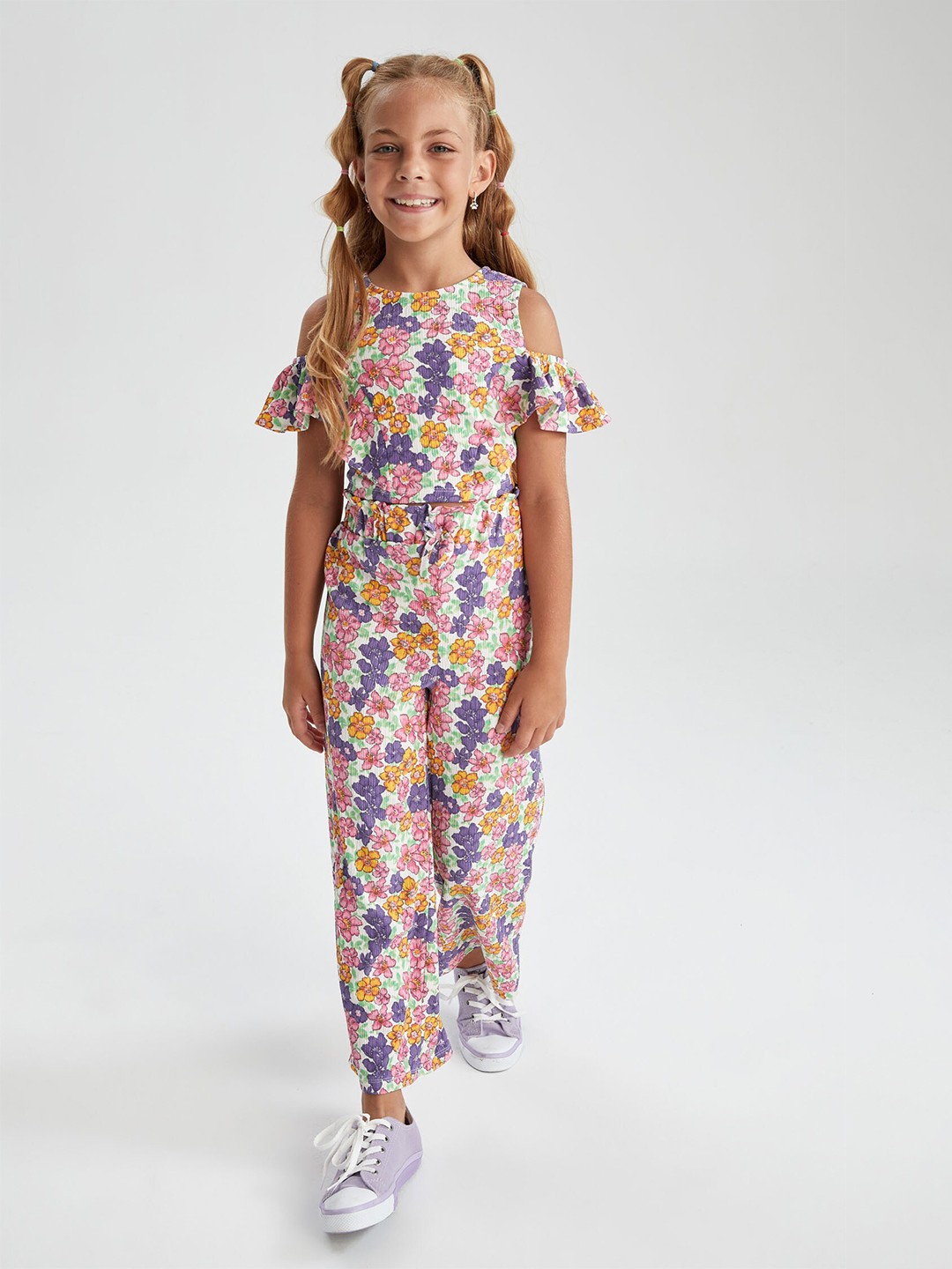 

DeFacto Girls Printed Top With Palazzos, White