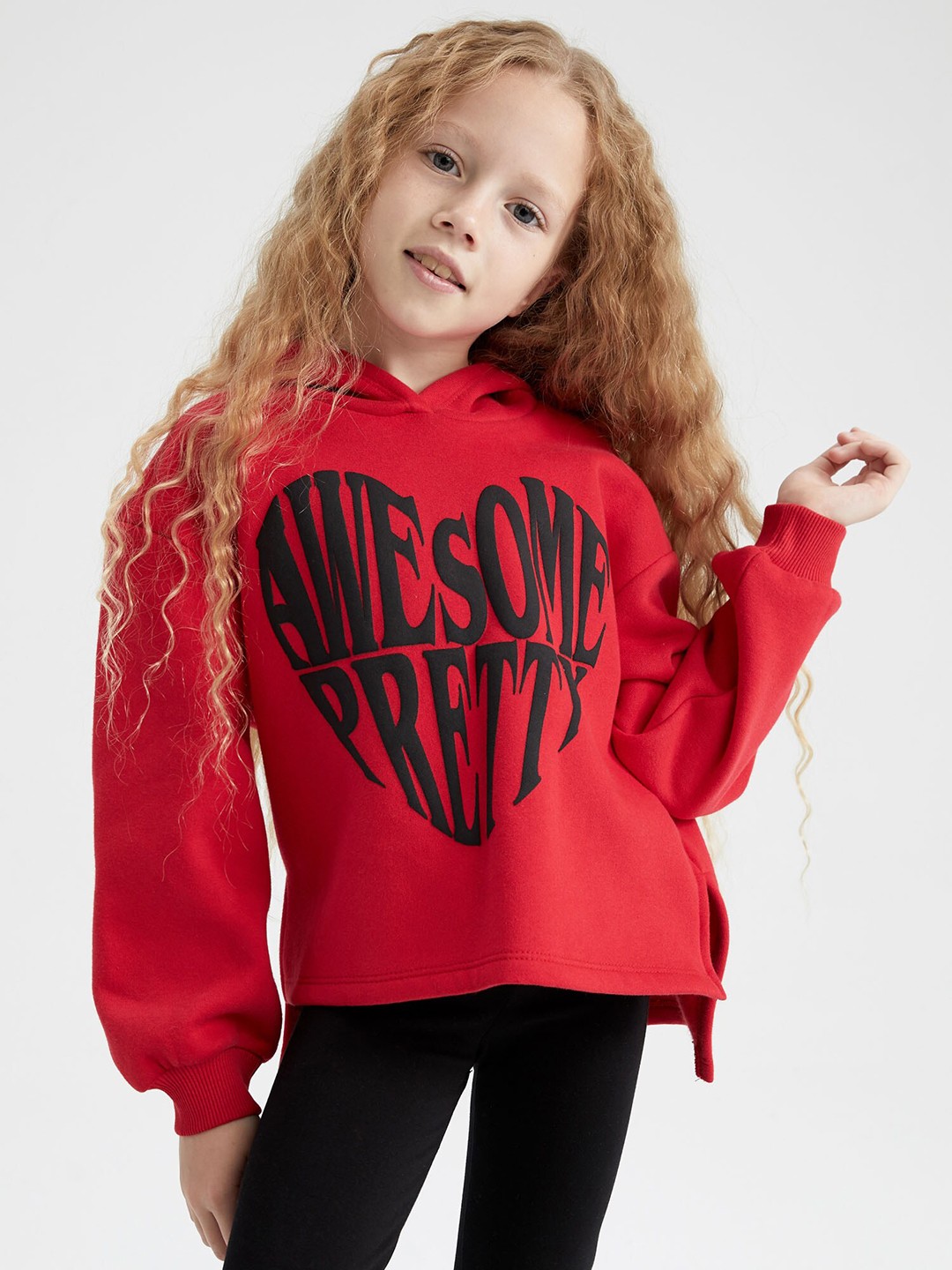 

DeFacto Girls Printed Sweatshirt with Trousers, Red