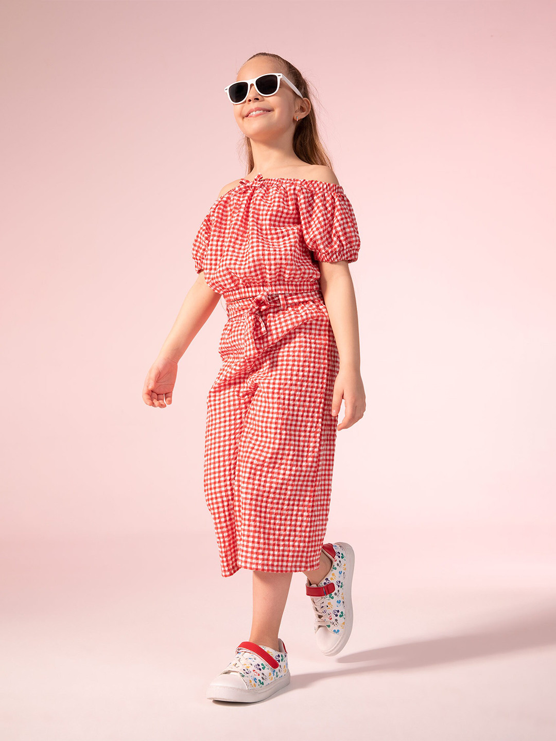 

DeFacto Girls Checked Top with Capris, Red