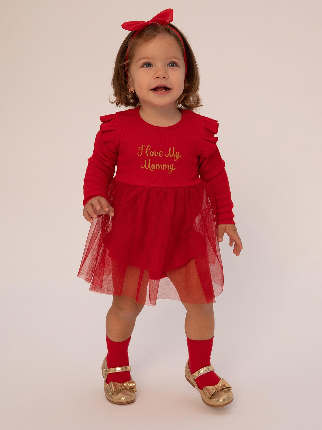 

DeFacto Infant Girls Printed A-Line Dress, Red