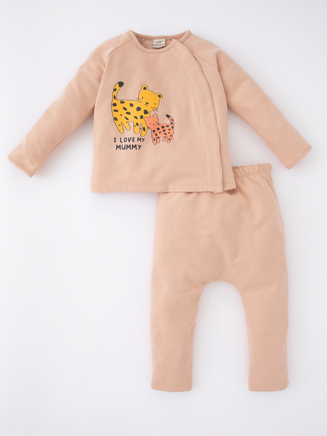 

DeFacto Infants Girls Printed T-shirt With Trousers, Beige