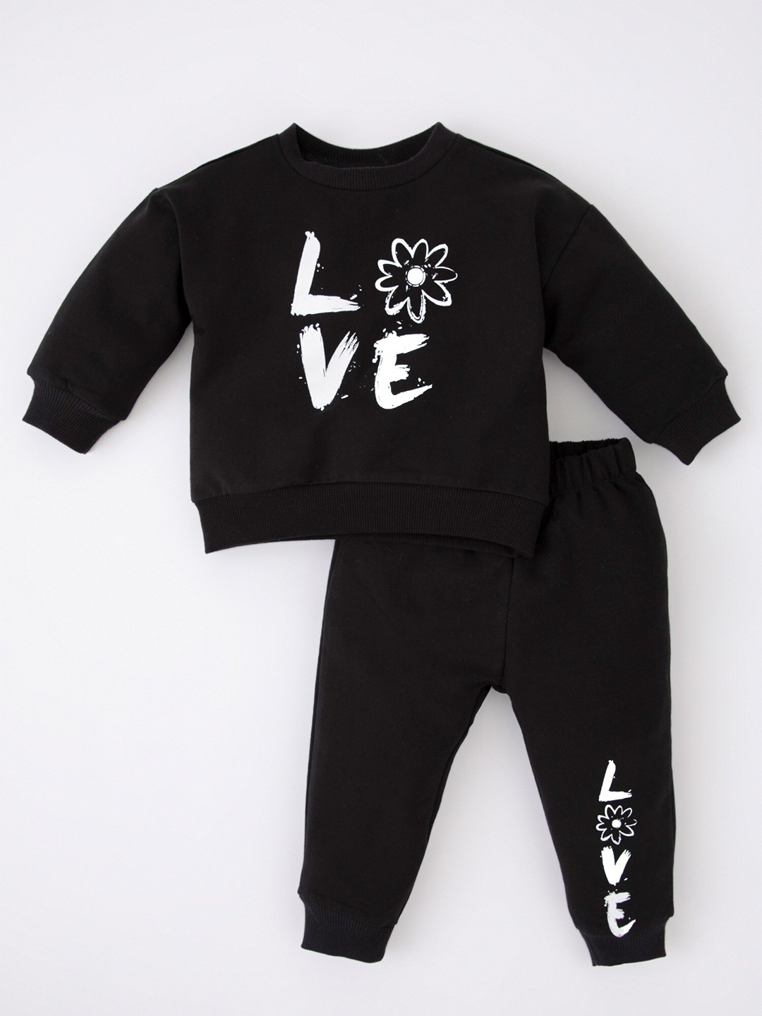 

DeFacto Infants Girls Printed T-shirt With Joggers, Black