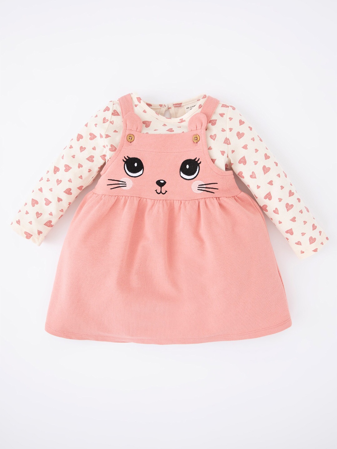 

DeFacto Infants Girls Printed Pure Cotton T-shirt With Skirt, Peach