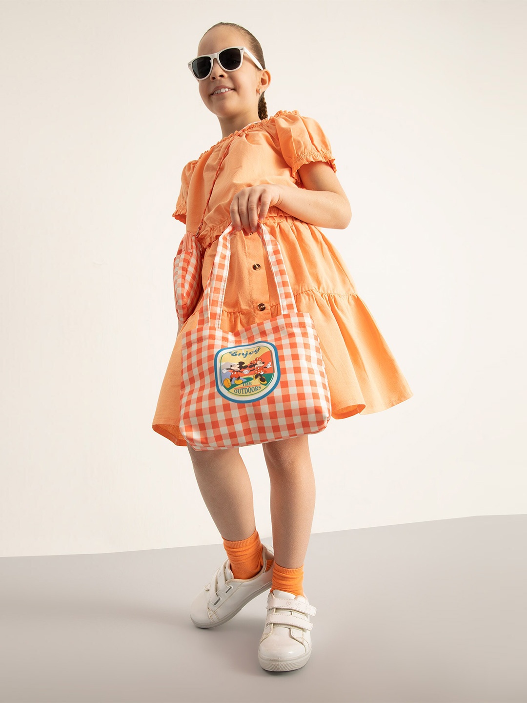 

DeFacto Girls Pure Cotton Top with Skirt, Orange