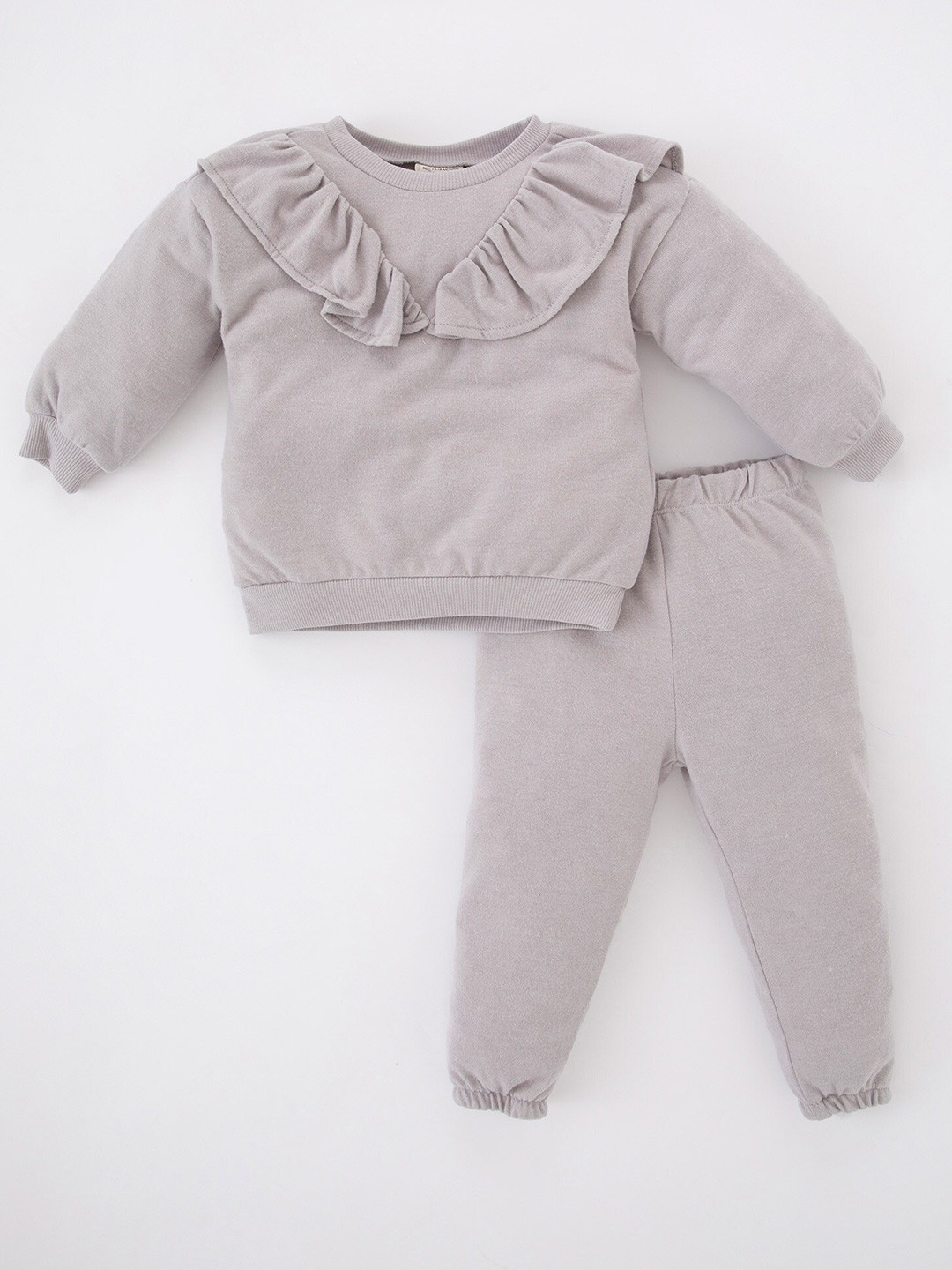 

DeFacto Girls Ruffles Top With Trousers, Grey