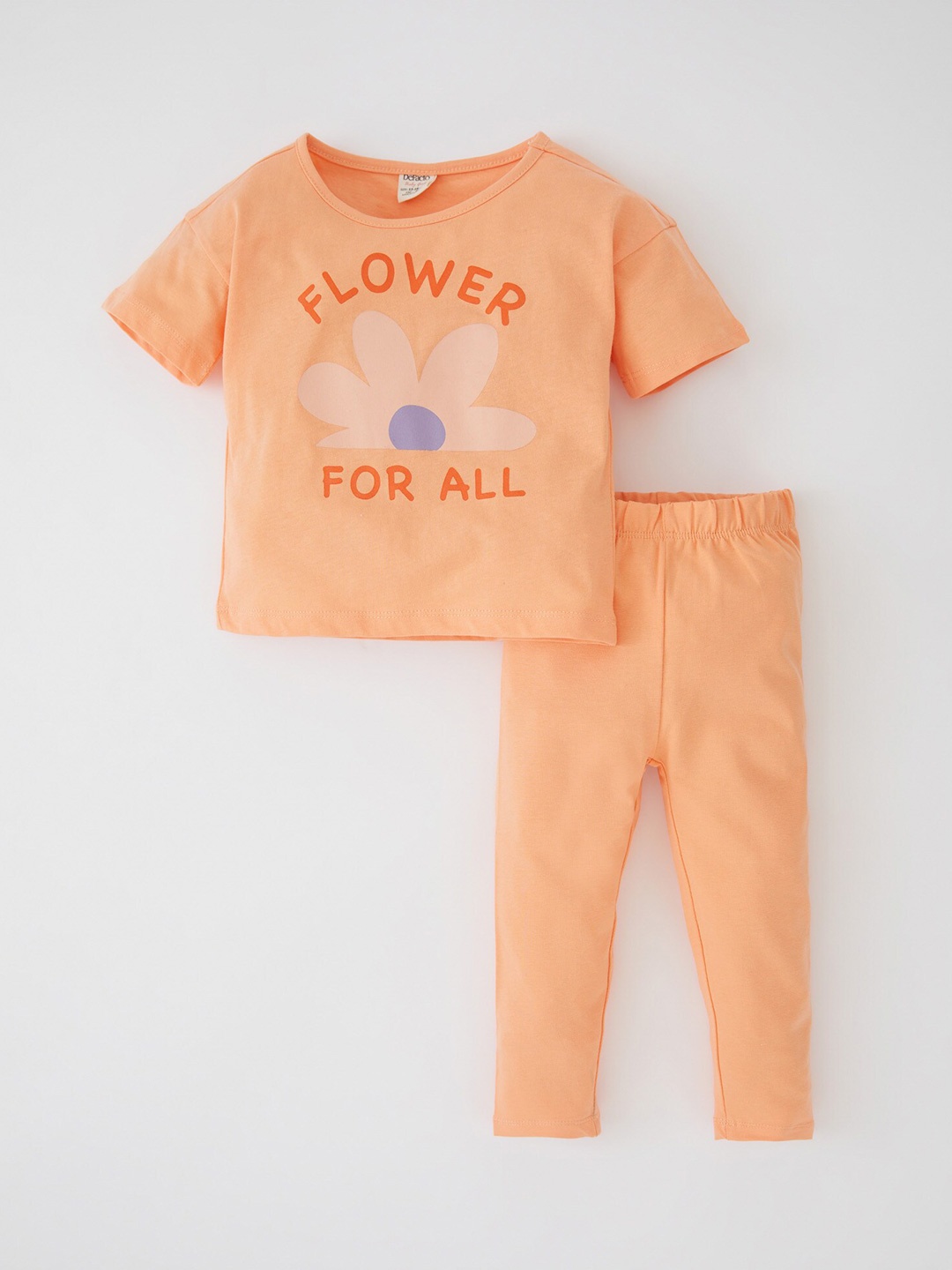 

DeFacto Girls Printed T-shirt With Trousers, Orange