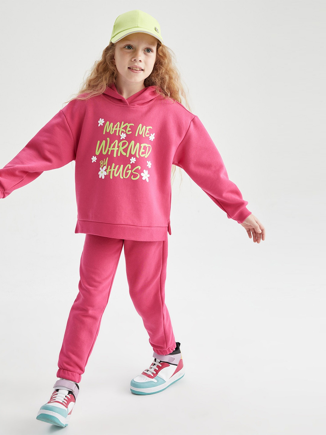 

DeFacto Girls Printed T-shirt with Trousers, Pink