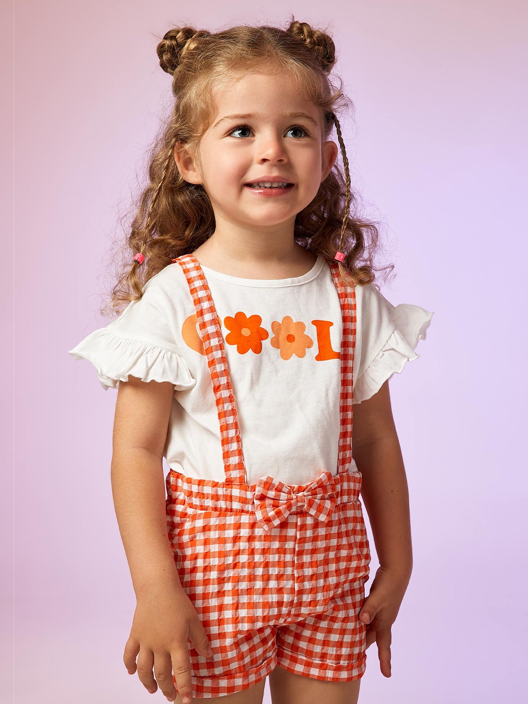 

DeFacto Girls Printed Top With Shorts, Off white