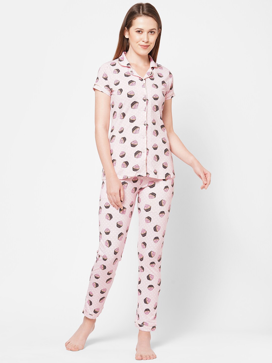 

Sweet Dreams Women 2-Pieces Printed Shirt with Lounge Pants, Pink