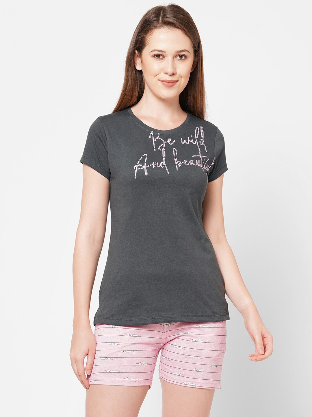 

Sweet Dreams Women 2-Pieces Printed T-shirt with Shorts, Grey