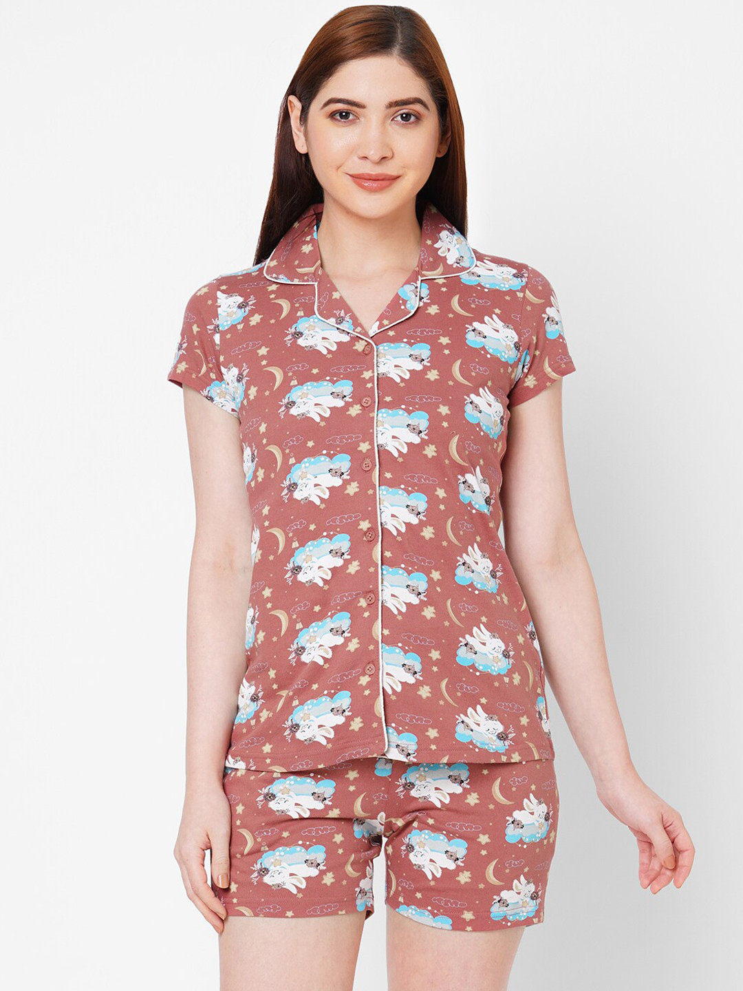 

Sweet Dreams Women Printed Night suit, Pink