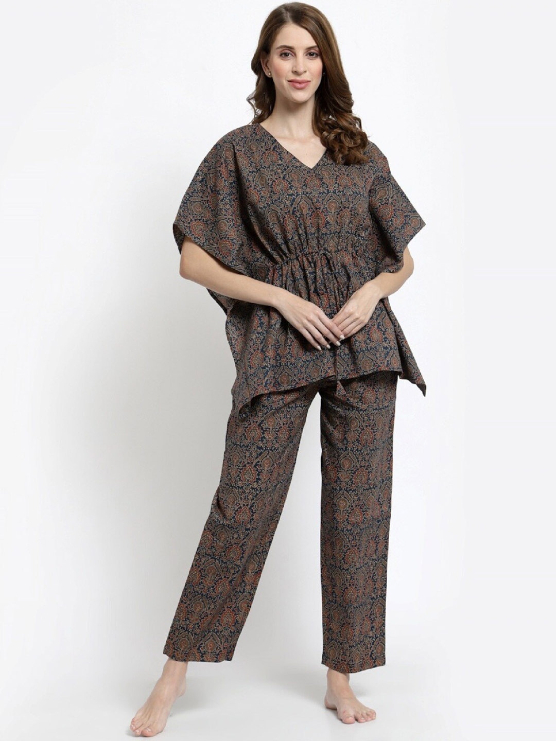 

Sweet Dreams Women Ethnic Motifs Printed Night suit, Blue