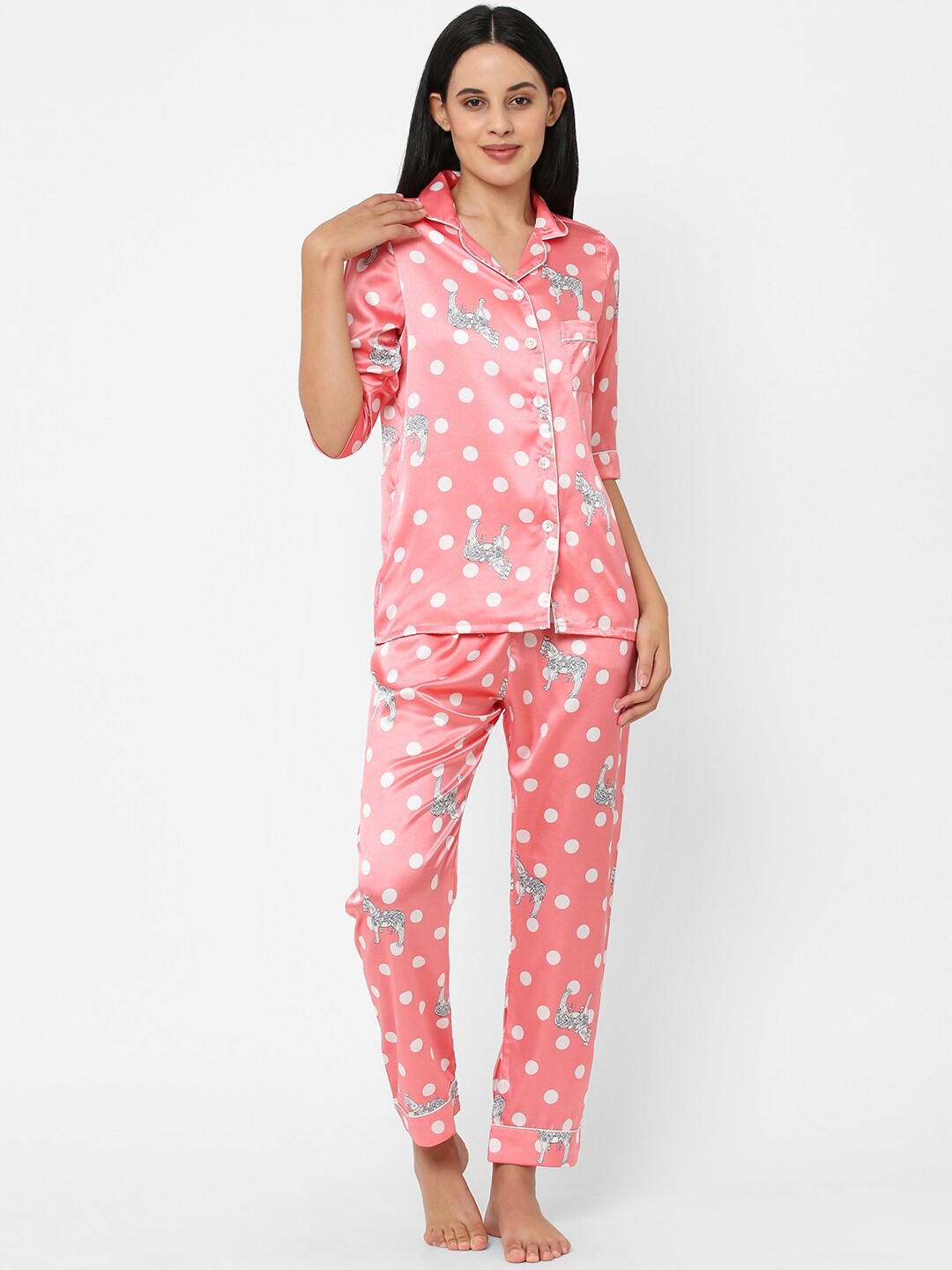 

Sweet Dreams Women Printed Night suit, Peach