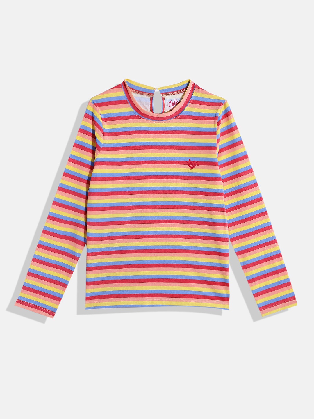 

JUSTICE Girls Striped Pure Cotton Top, Multi