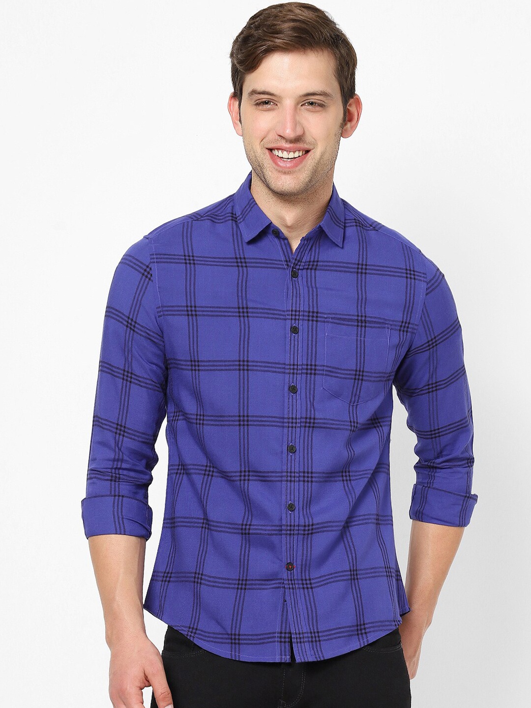 

VASTRADO Men Checked Cotton Casual Shirt, Blue