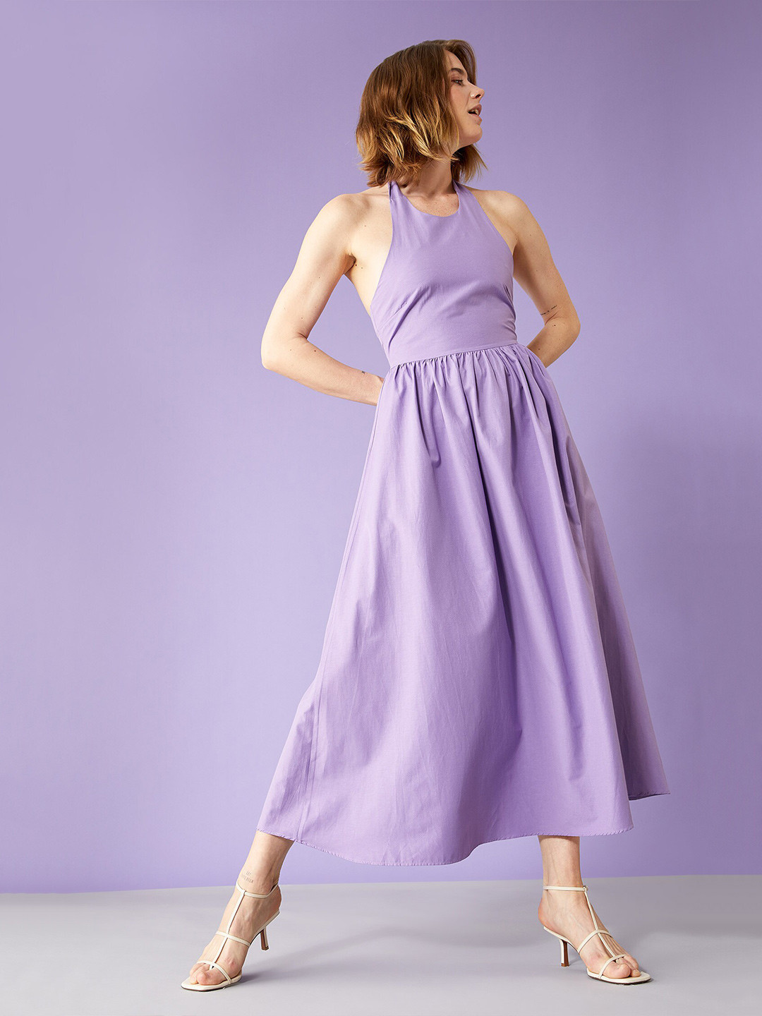 

DeFacto Women Empire Midi Dress, Purple