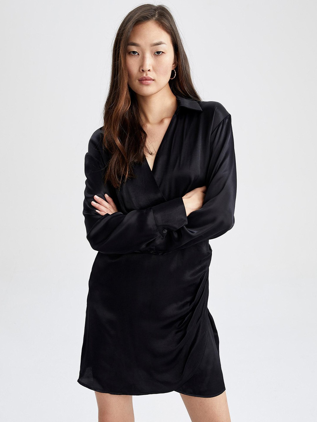 

DeFacto Wrap Mini Dress, Black
