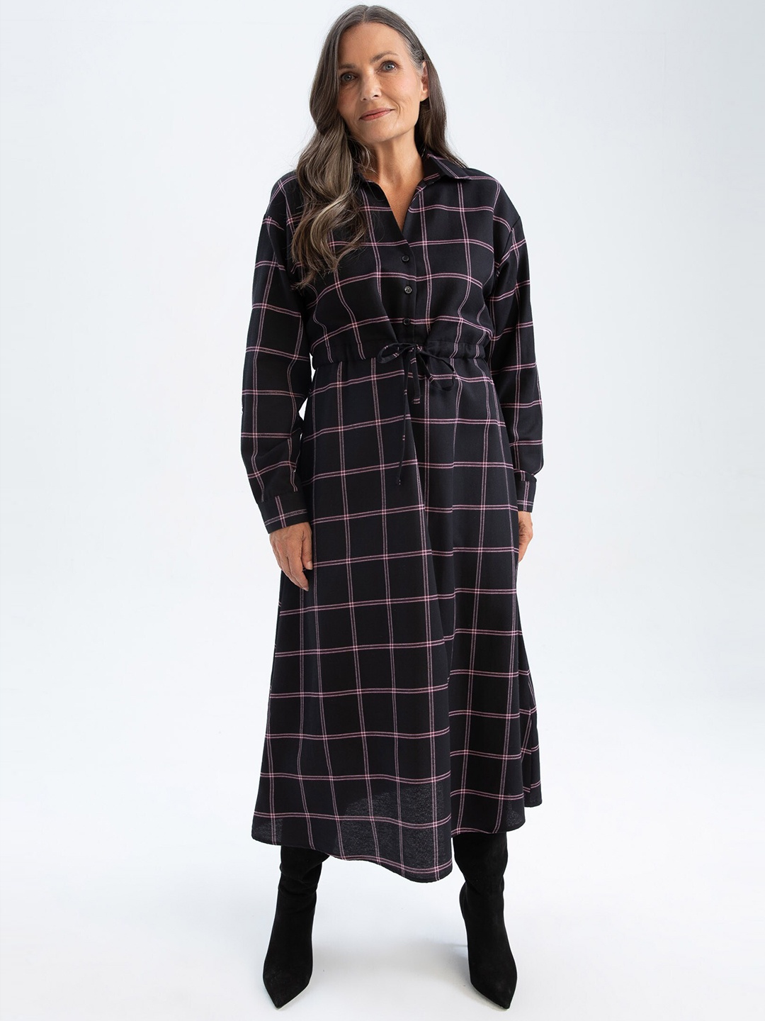 

DeFacto Checked Maxi Dress, Black