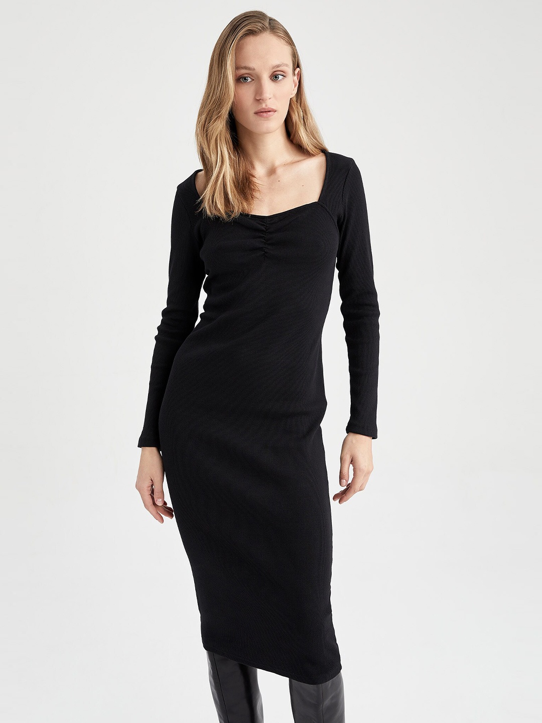 

DeFacto Bodycon Midi Dress, Black