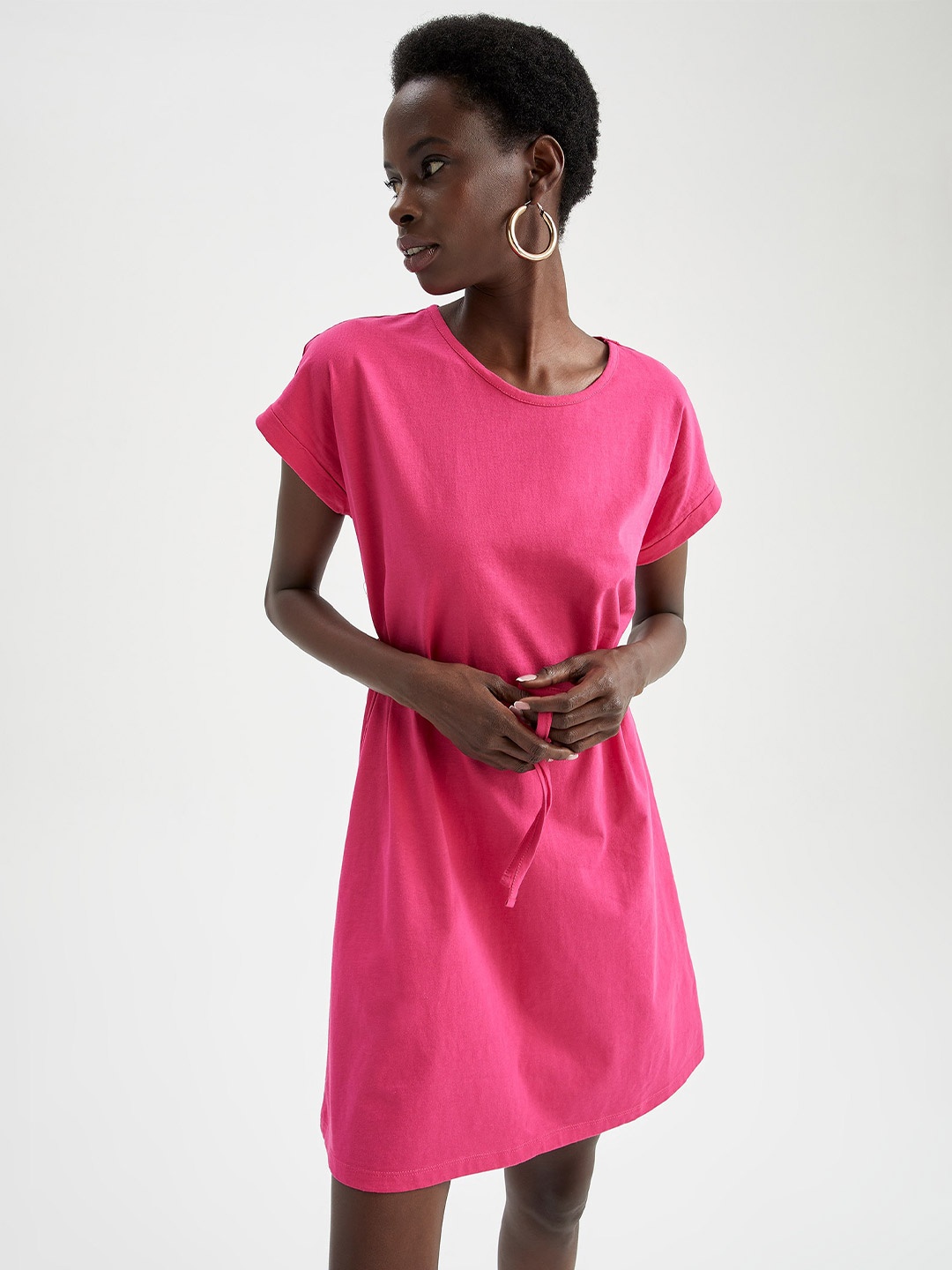 

DeFacto Short Sleeves Pure Cotton T-Shirt Dress, Pink