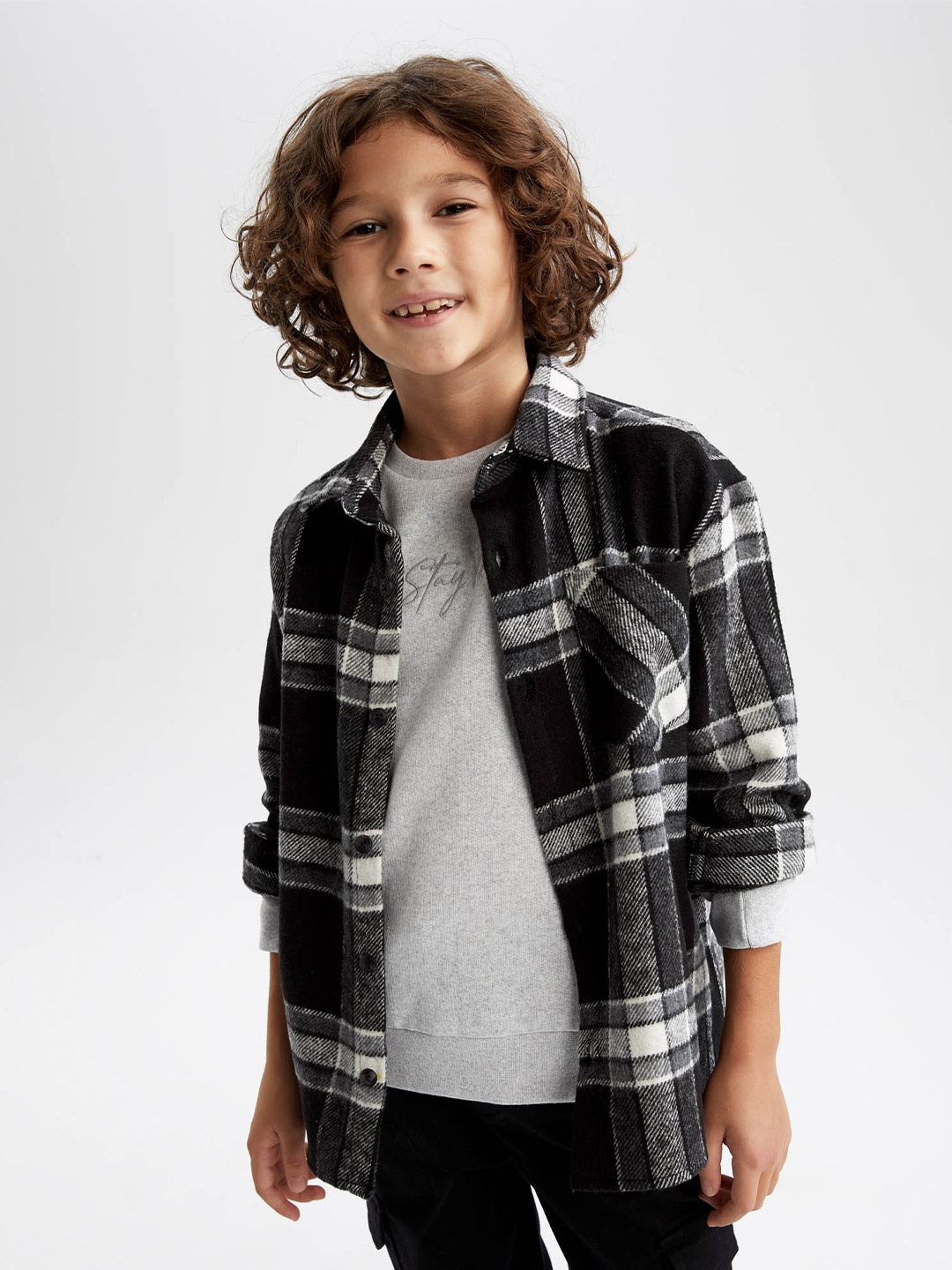 

DeFacto Boys Tartan Checked Casual Shackets, Na