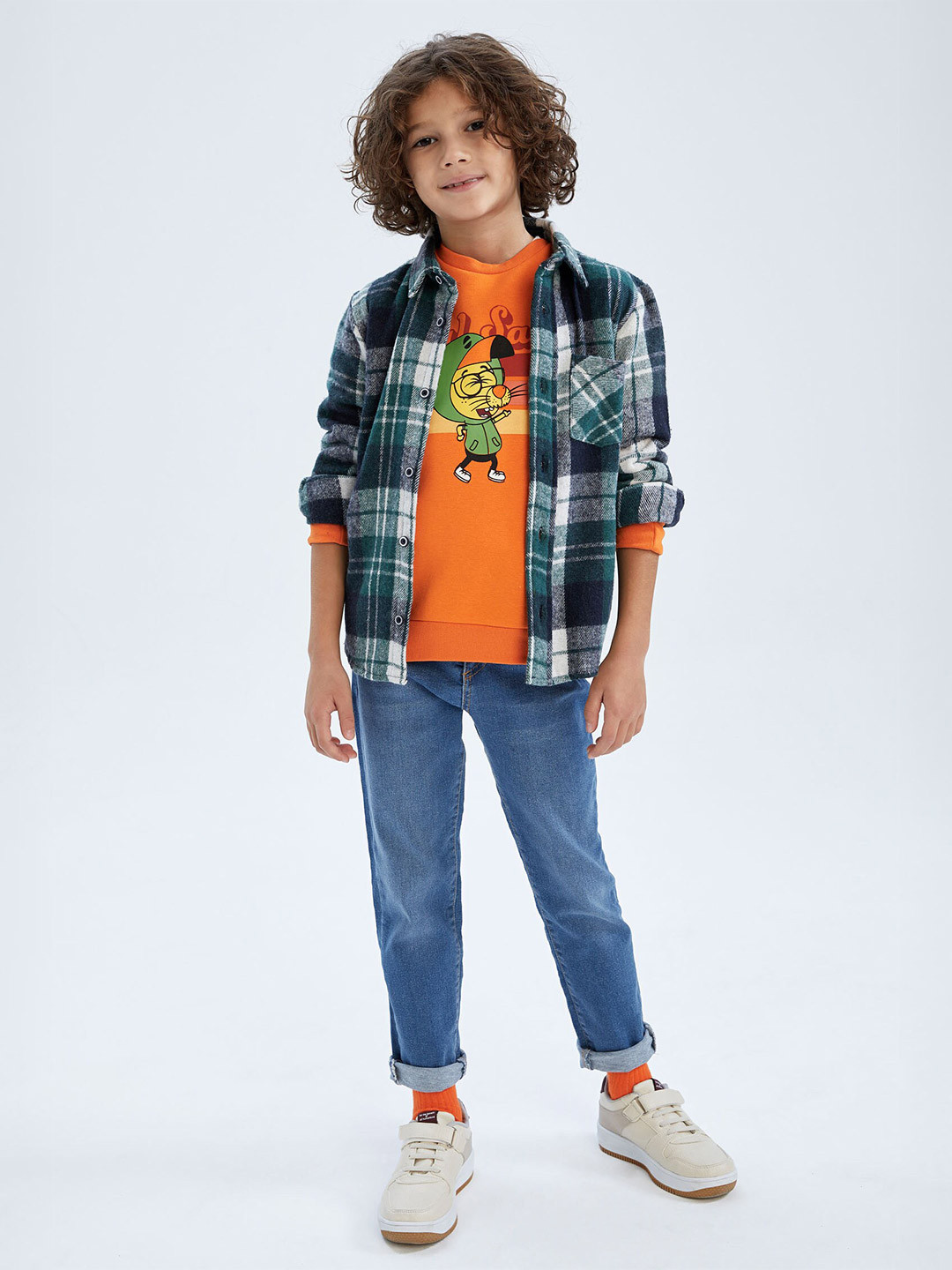 

DeFacto Boys Checked Casual Shirt, Teal