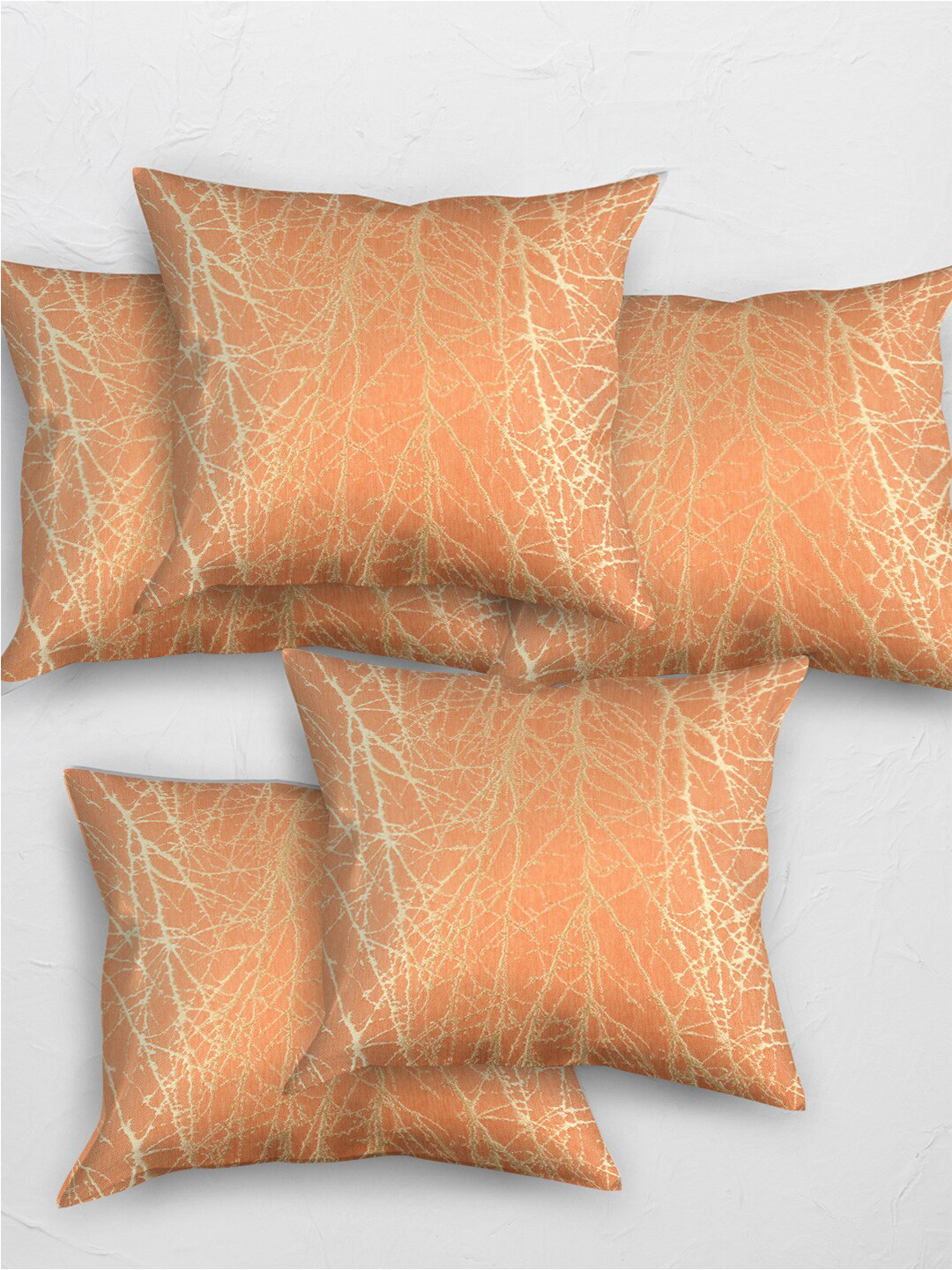 

Just Home 5 Pieces Orange Abstract Square Cushion Covers
