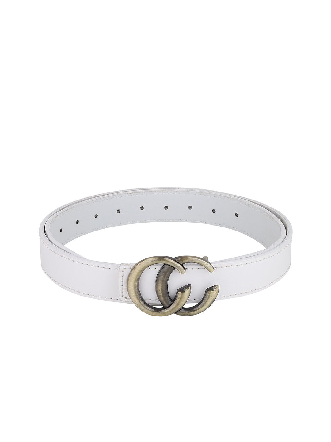 

HENEDA Women Synthetic Push Pin Belt, White