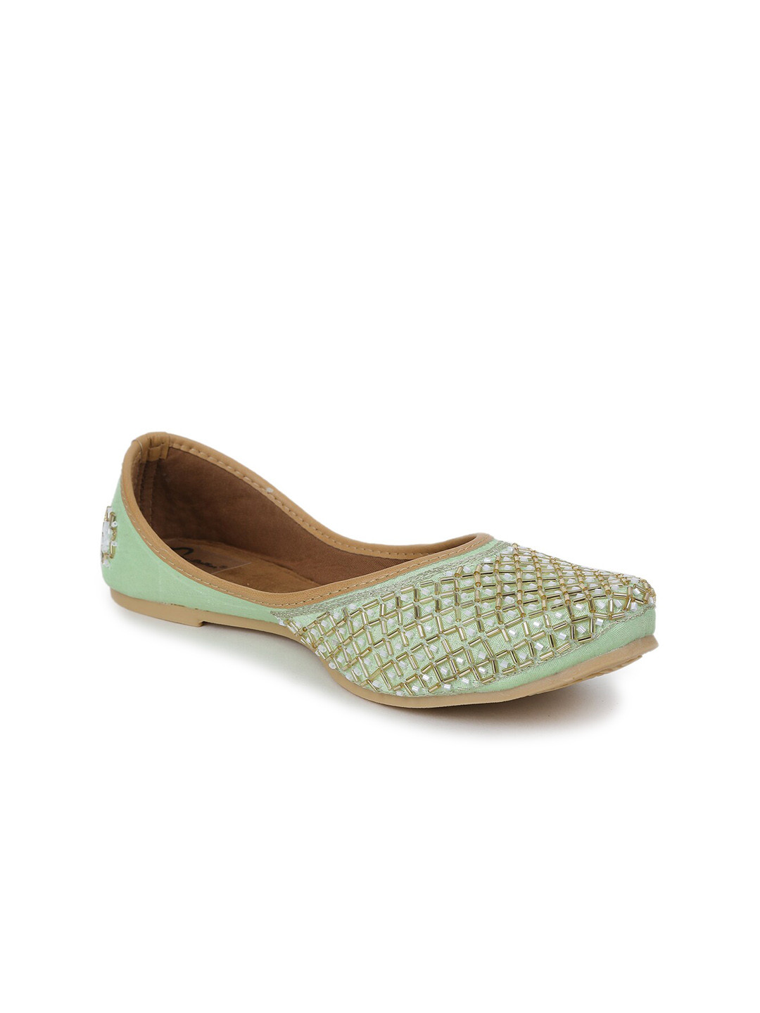 

The Desi Dulhan Women Embellished Ethnic Mojaris, Green