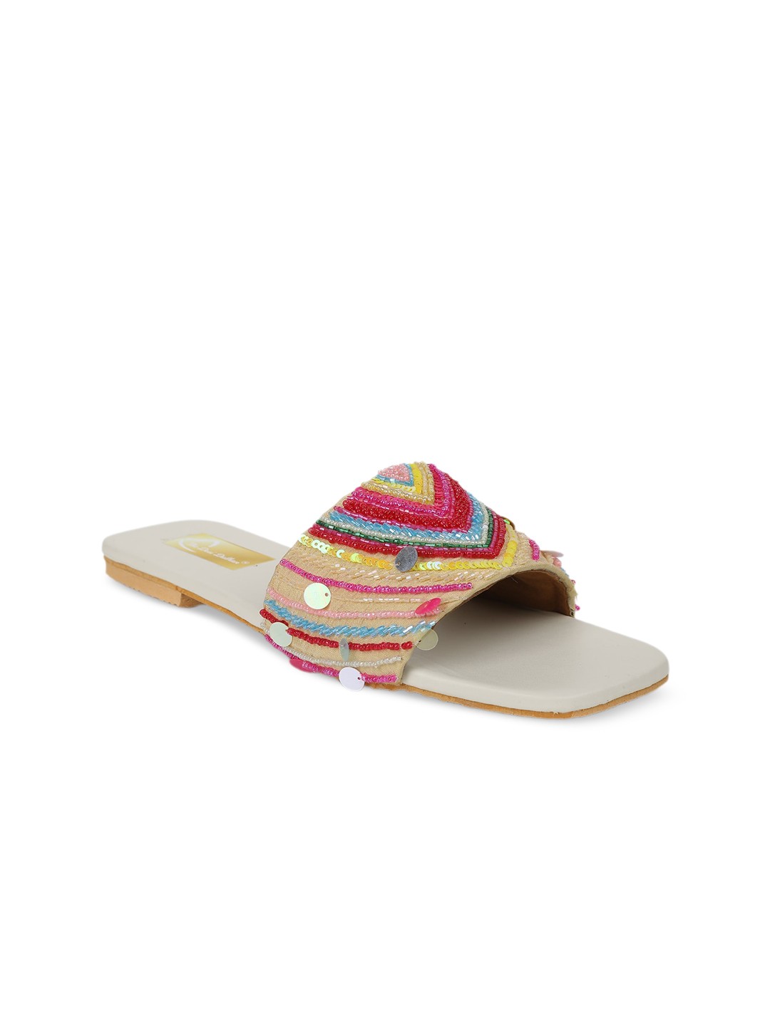 

The Desi Dulhan Women Embellished Open Toe Flats, Gold